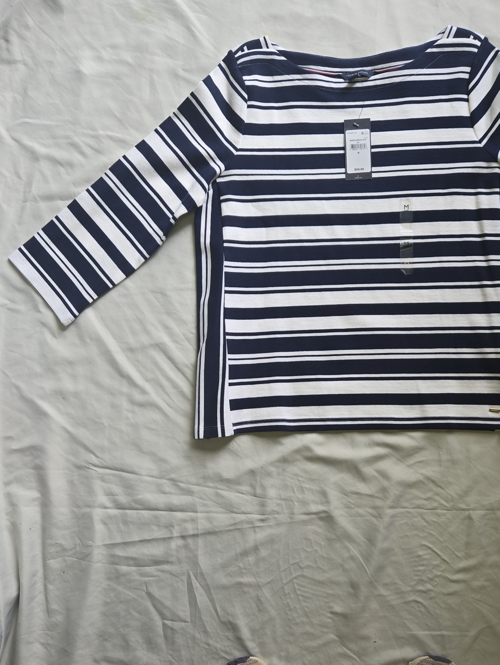 Nautica Girls Navy and White Striped Long Sleeve Top